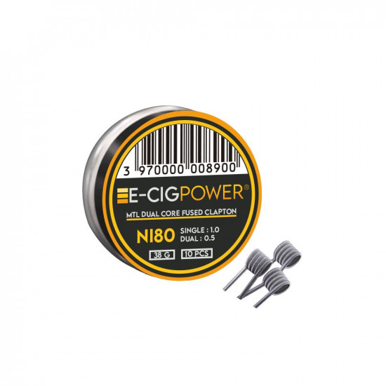 Wire - E-Cig Power - Ni80 MTL Dual Core Fused Clapton - (Pack of 10)